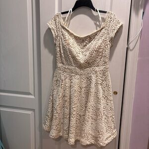 B Darlin Cream Halter A-Line Mini Dress